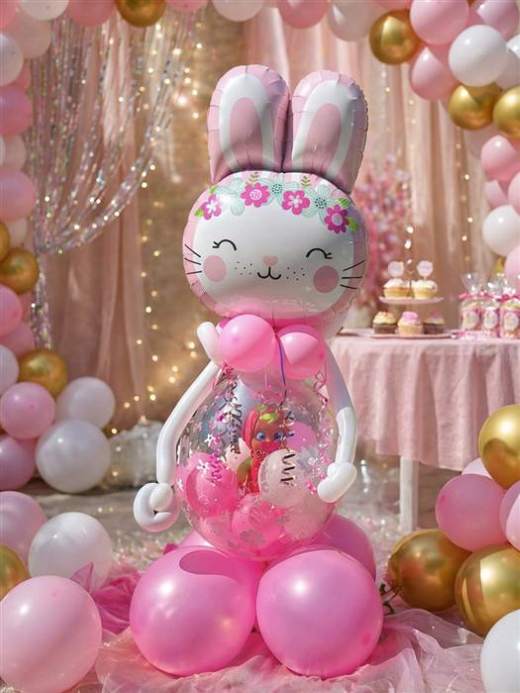 Hasen-Ballon mit Kuscheltier-Überraschung